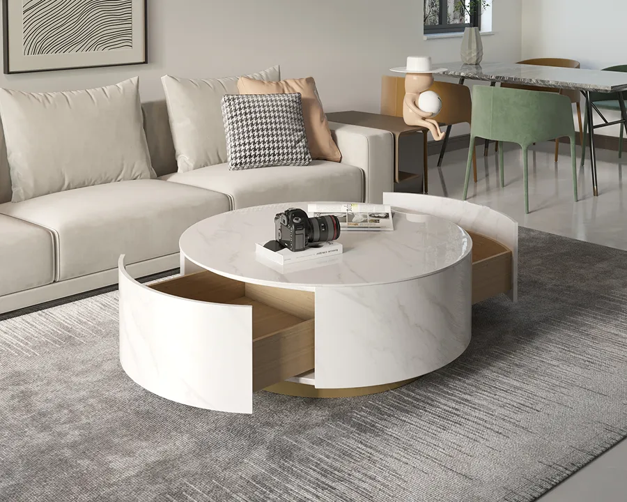 Luxury Terra Lunar Coffee Table with Heat-Resistant Volcanic Mineral Surface