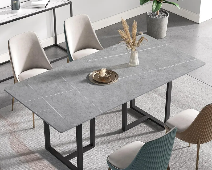 Trani Rectangular Dining Table featuring durable stone surface perfect for modern dining spaces