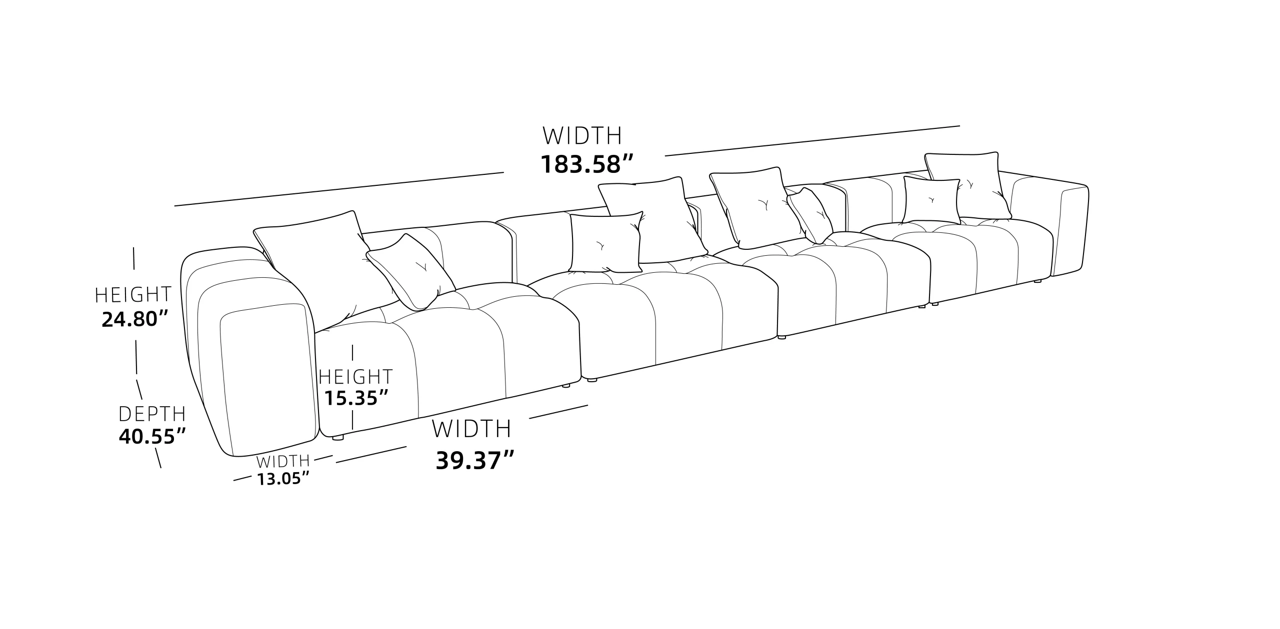 127 Pixel Modular Sofa Set Size (3)
