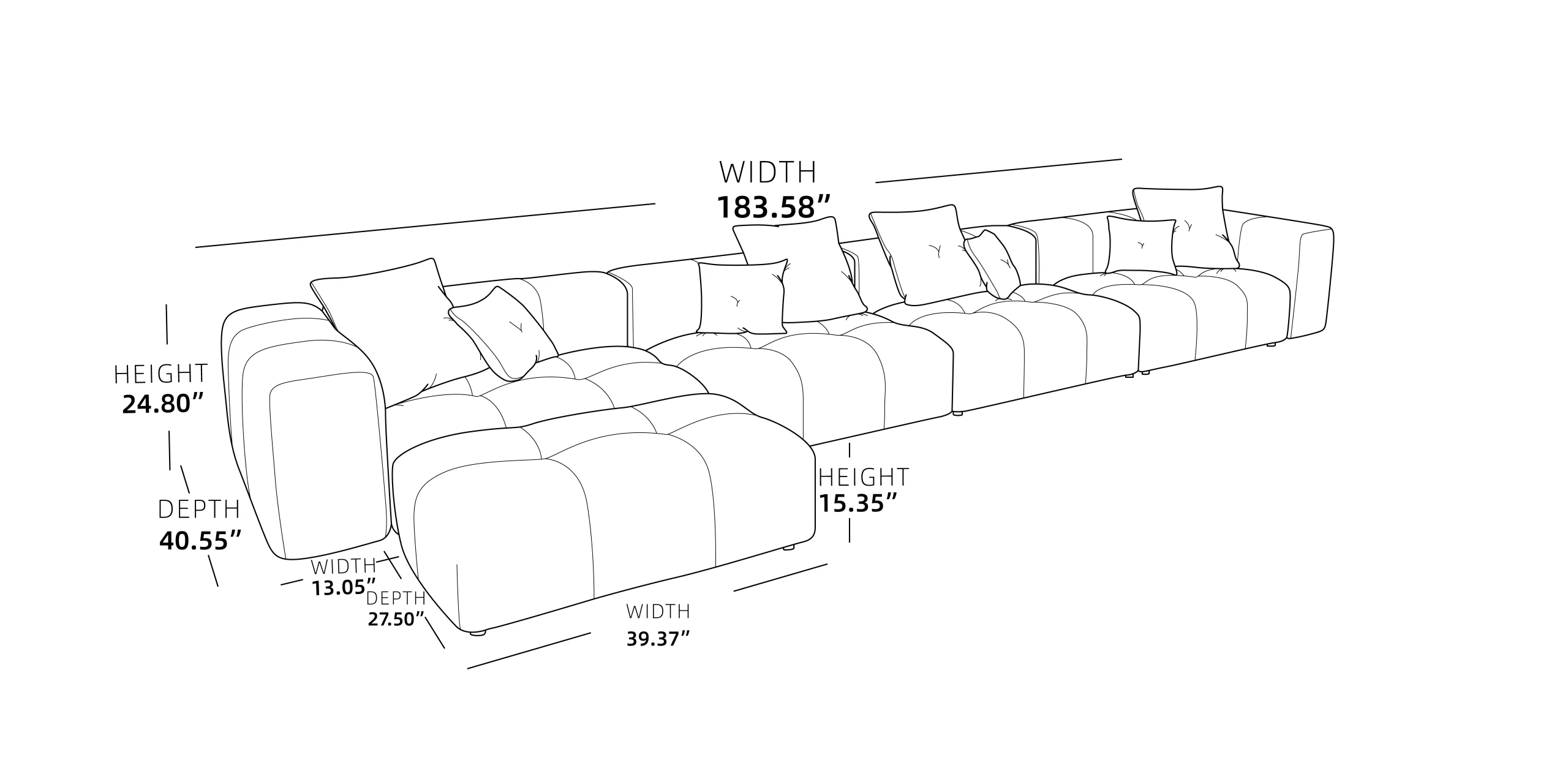 127 Pixel Modular Sofa Set Size (4)