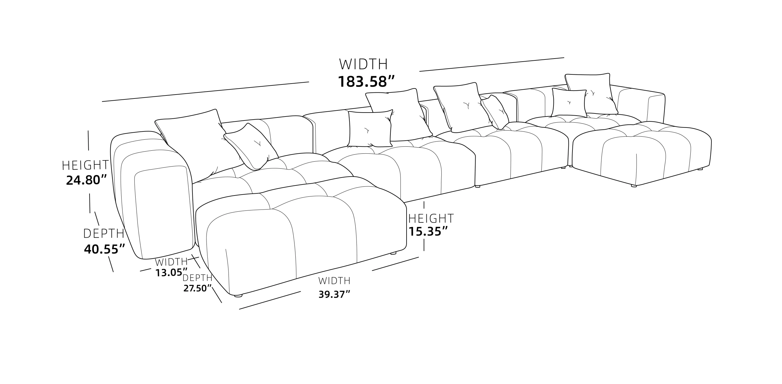 127 Pixel Modular Sofa Set Size (5)