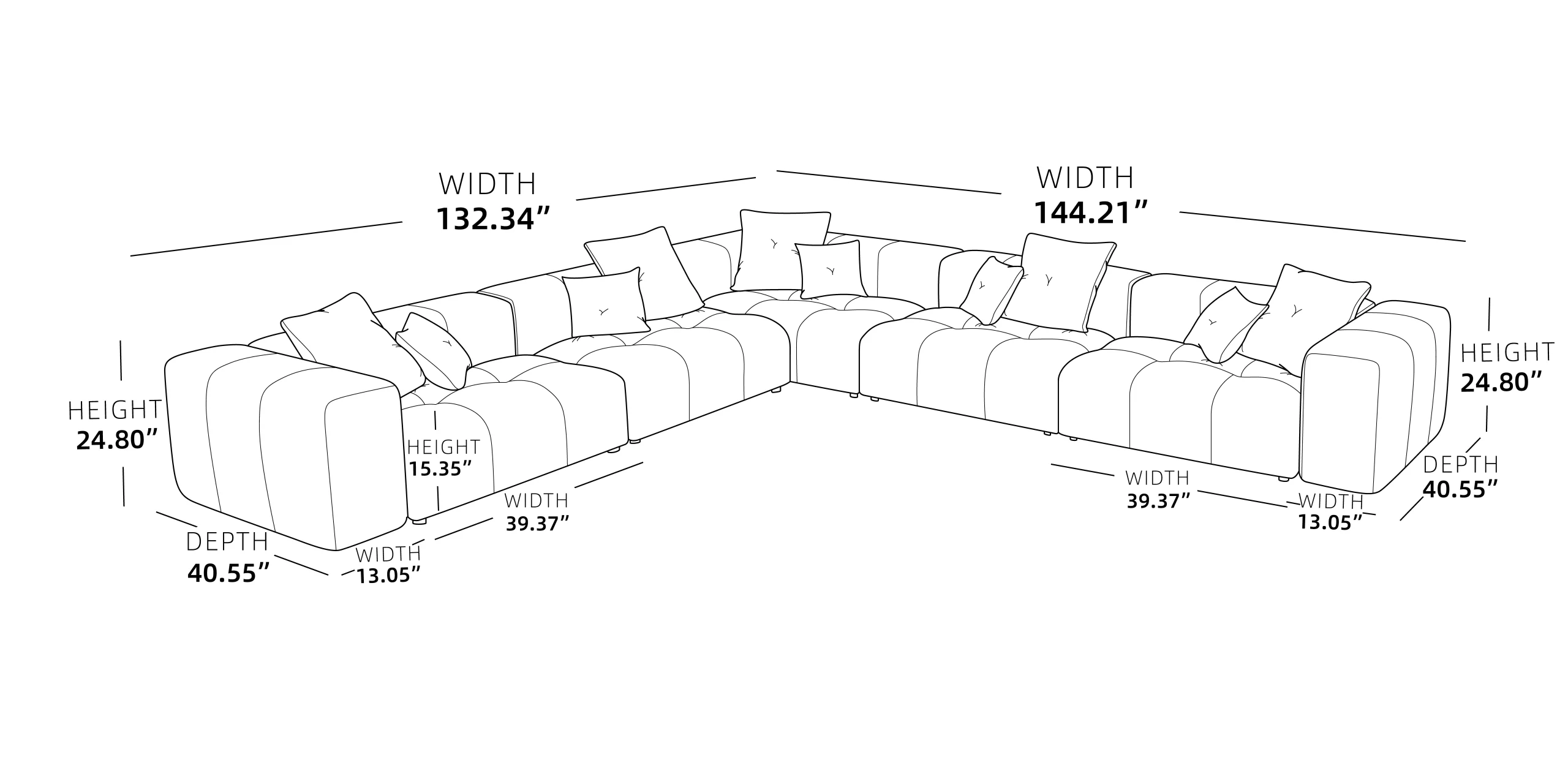 127 Pixel Modular Sofa Set Size (6)