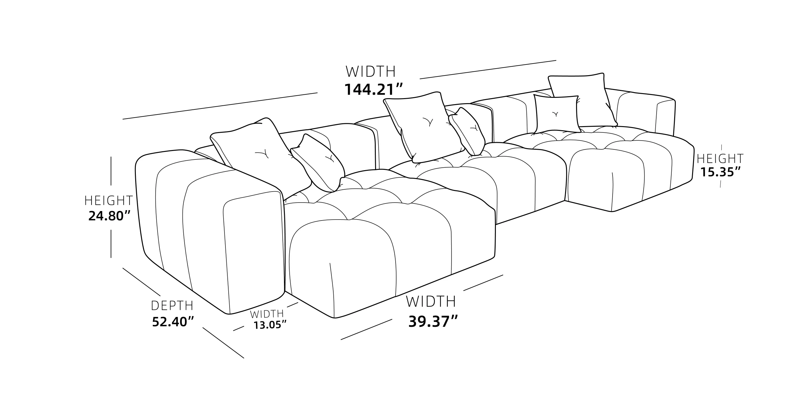 127 Pixel Modular Sofa Set Size (8)