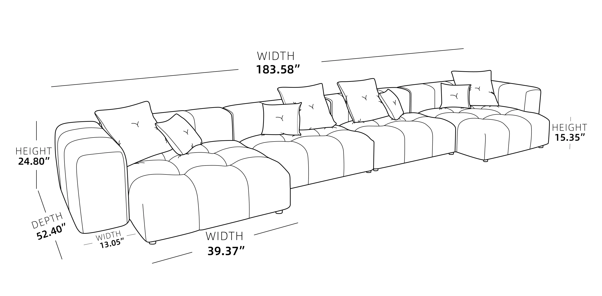 127 Pixel Modular Sofa Set Size (9)