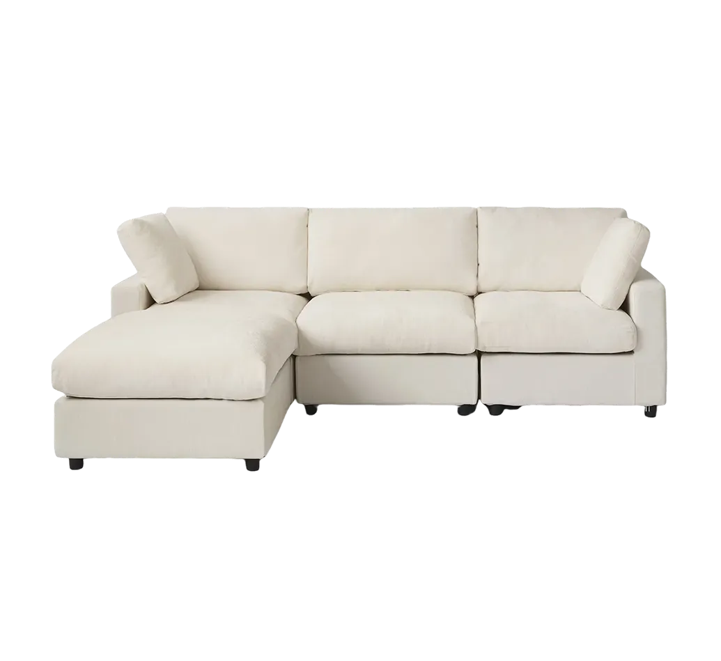 3 Seater With Ottoman L Shaped Skin Friendly Washable Couch 1