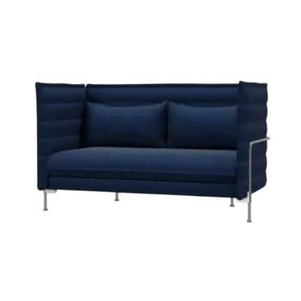 Alcove Lowback Sofa Blue Linen Fabric 2