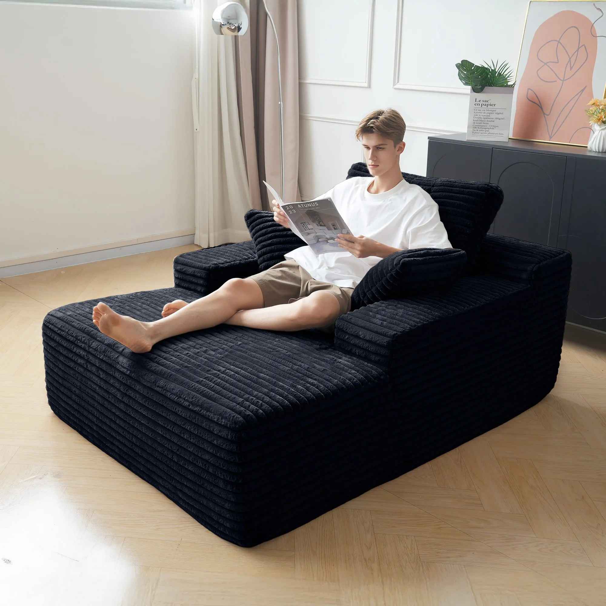 http://Boneless%20Couch%20Accent%20Chair%20Black%20Sofa%20Chaise%20138%20(3)