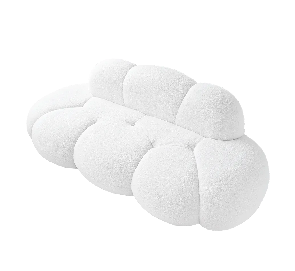 Bubble Curve Boneless Sherpa Fleece Sofa – Comfy Loveseat Couch Deep Seat Lounge Sofa 1