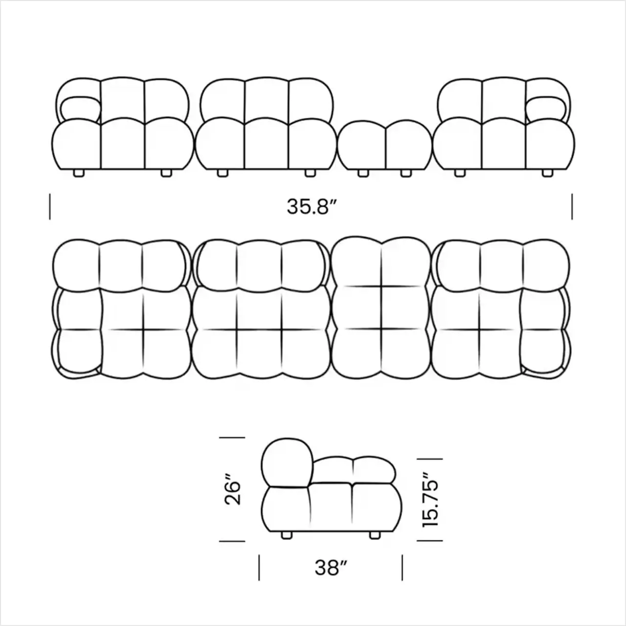 Camaleonda Sofa Dimension Drawing