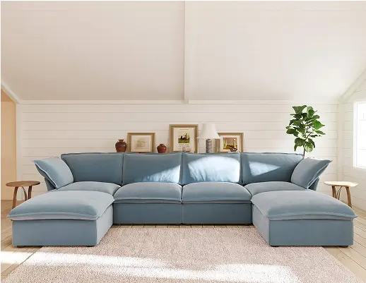 Sky Cloud Plus Velvet Sectional Sofa Family Gathering Setup