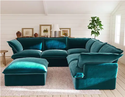 Sky Cloud Plus Velvet Sectional Sofa Family Gathering Setup