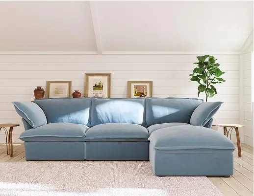 Sky Cloud Plus Velvet Sectional Sofa Lounge Luxe Configuration