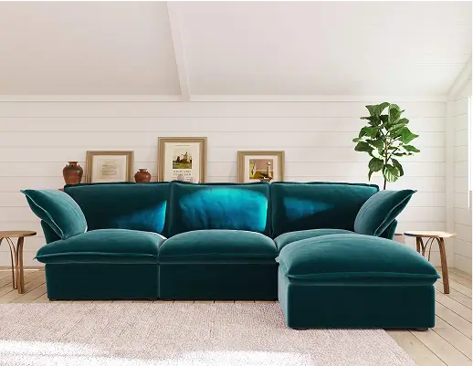 Sky Cloud Plus Velvet Sectional Sofa Lounge Luxe Configuration