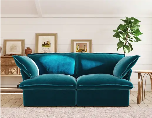 Sky Cloud Plus Velvet Sectional Sofa Loveseat Configuration