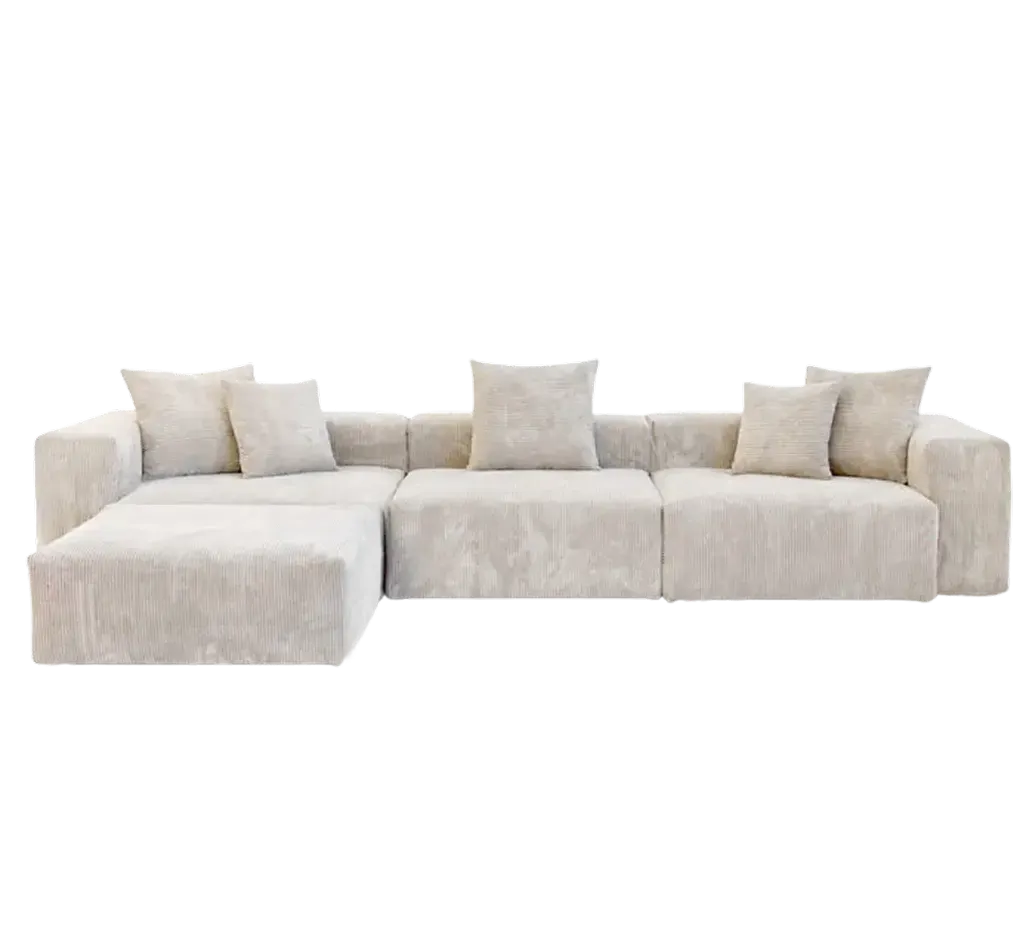 Modular Comfort Corduroy L Shaped Sectionals 4 Seaters 1
