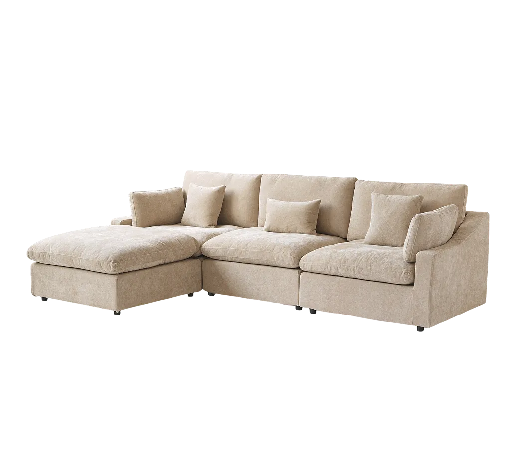Modular Comfort Linen L Shaped Sectional 4 Seater 1
