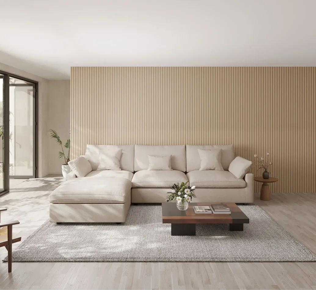 Modular Comfort Linen L Shaped Sectional 4 Seater
