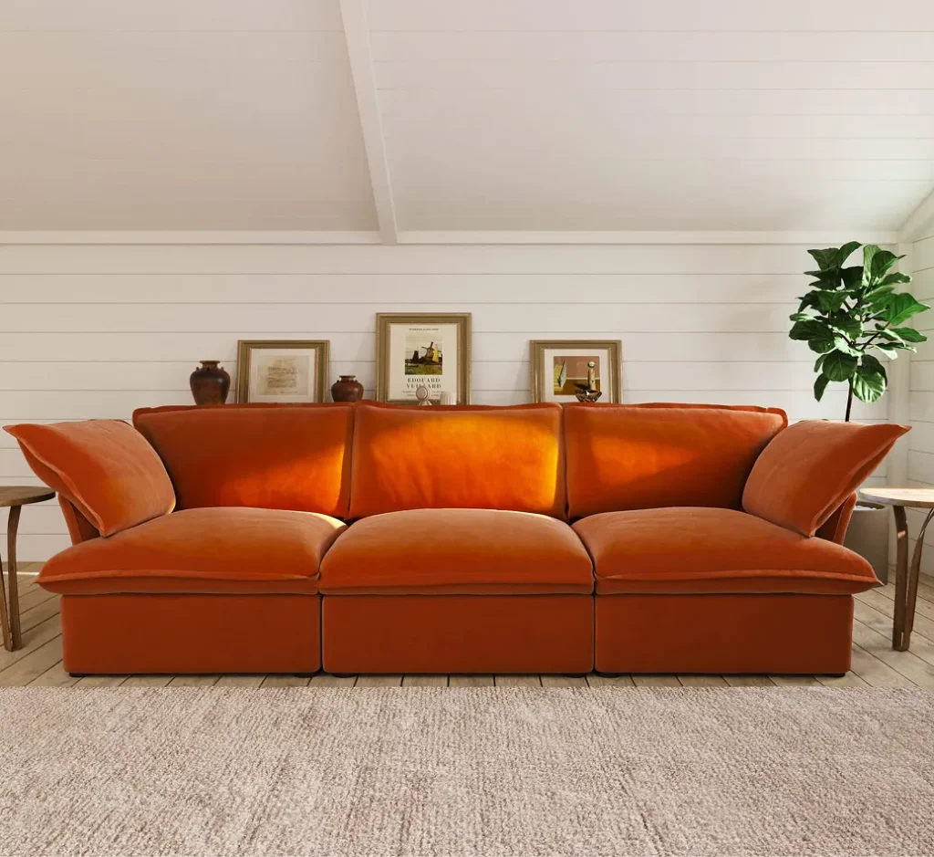 Modular Washable 123 Inch Velvet Sleepers 3 Seaters
