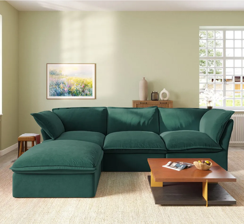 Pet Friendly Cover 123 Inch Velvet L Shaped Sectionals 4 Seaters