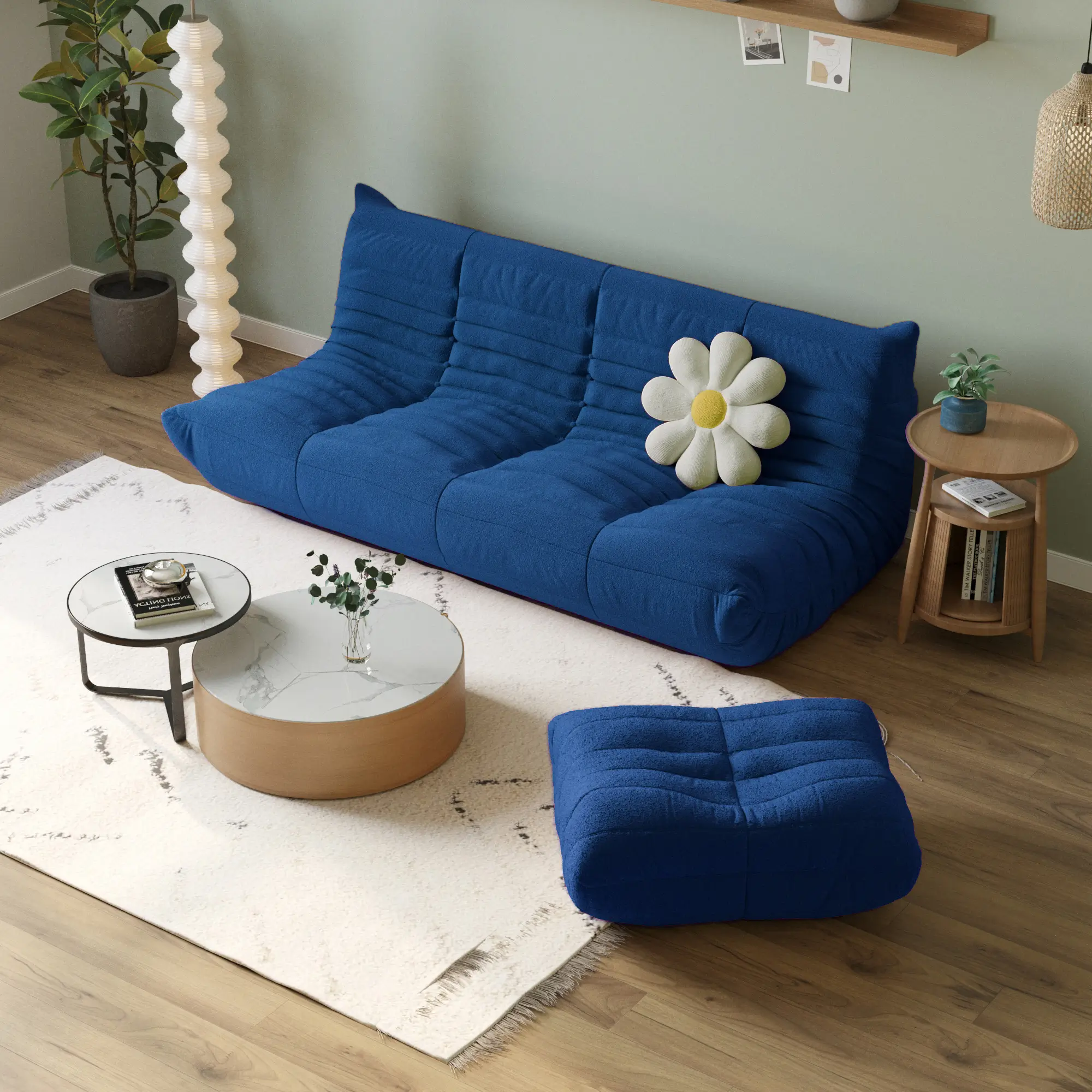 Plush Comfort 96-Inch Teddy Velvet Corner Sectionals 4-Seaters
