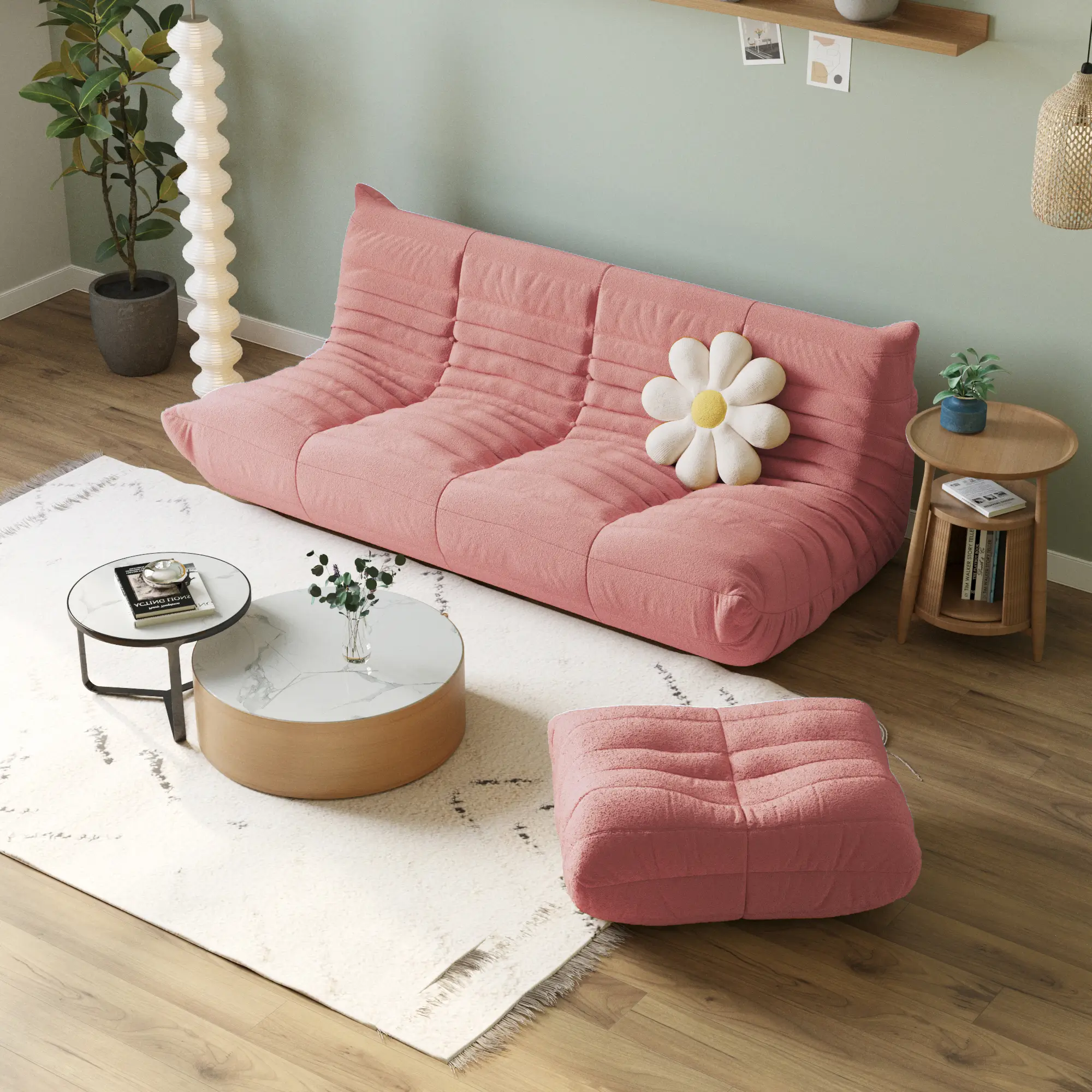 Plush Comfort 96-Inch Teddy Velvet Corner Sectionals 4-Seaters