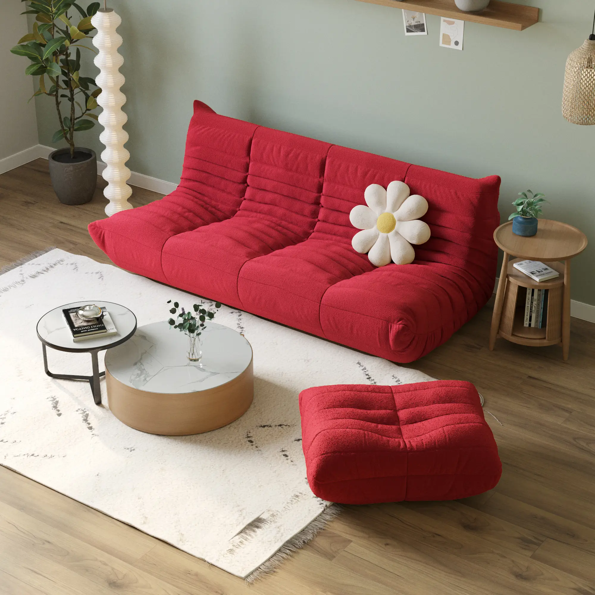 Plush Comfort 96-Inch Teddy Velvet Corner Sectionals 4-Seaters