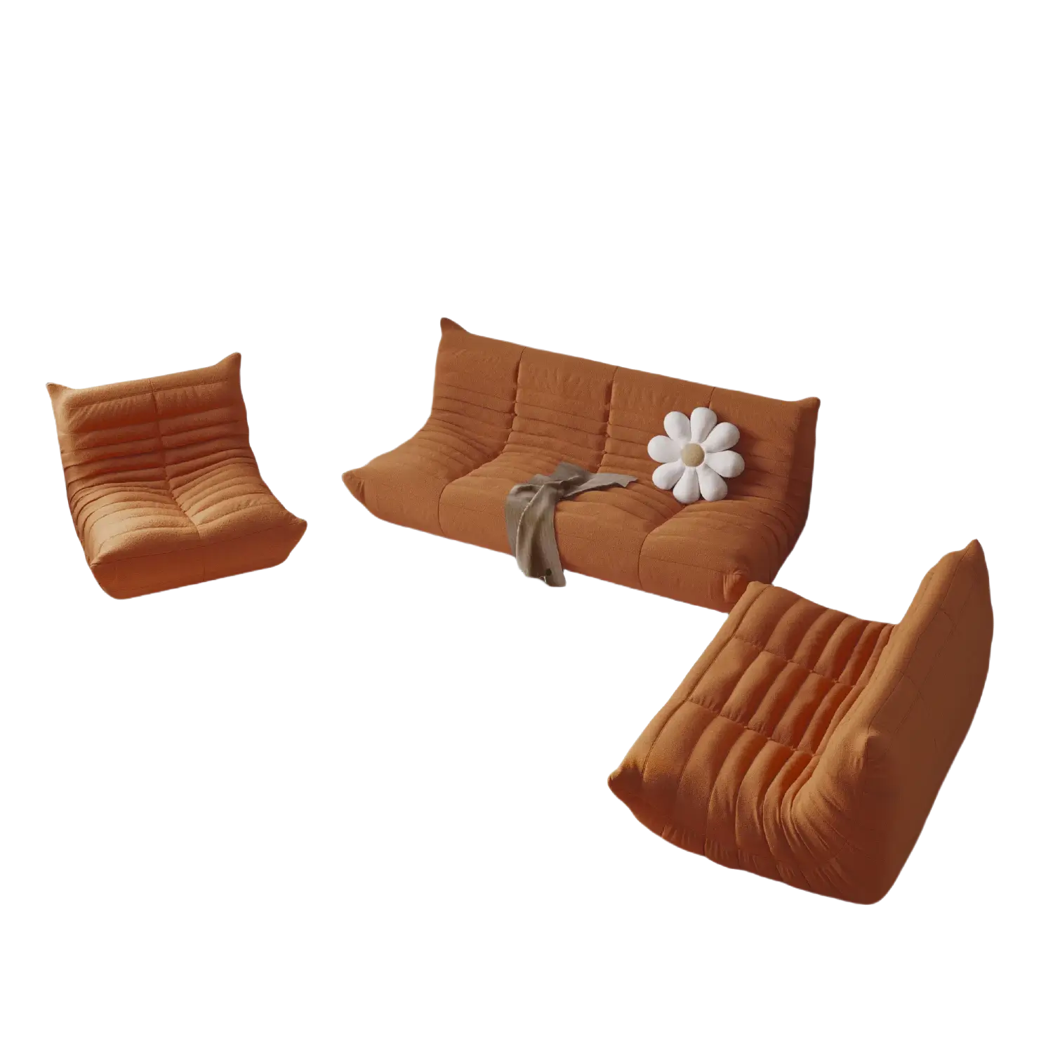 Spacious Comfort 72-Inch Teddy Velvet U Sectionals 6-Seaters