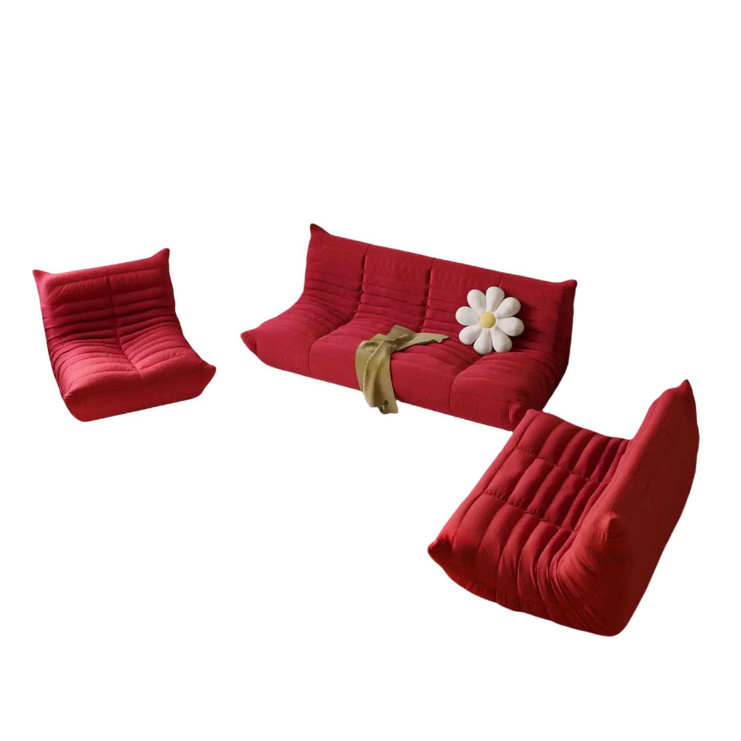 Spacious Comfort 72-Inch Teddy Velvet U Sectionals 6-Seaters