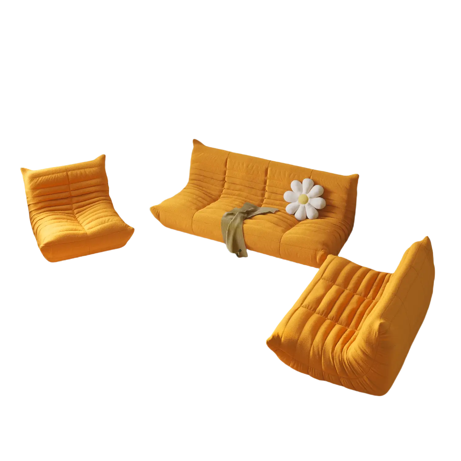 Spacious Comfort 72-Inch Teddy Velvet U Sectionals 6-Seaters