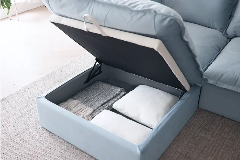 Sky Cloud Plus Velvet Sectional Sofa Storage Ottoman Feature