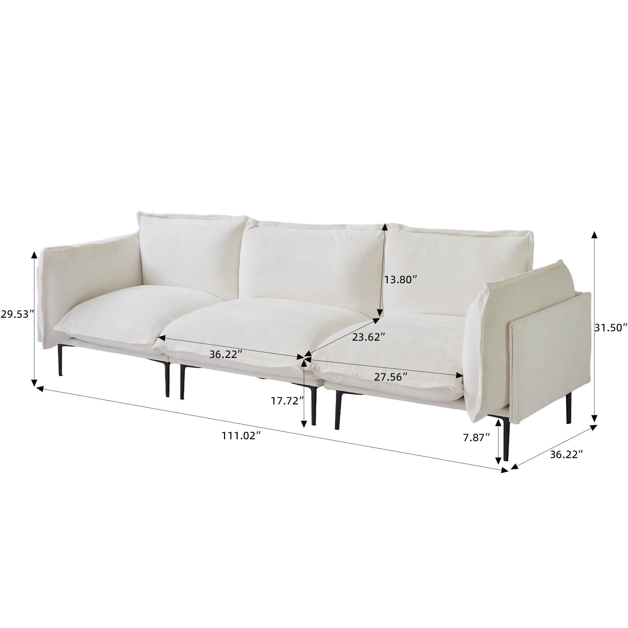 Size Of 3 Seater 143 Modular Sofa