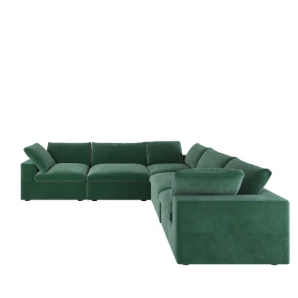 121ve green V-shaped couch