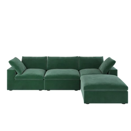 L Shaped Couch 3 Seater With Storage Ottoman For Living Room