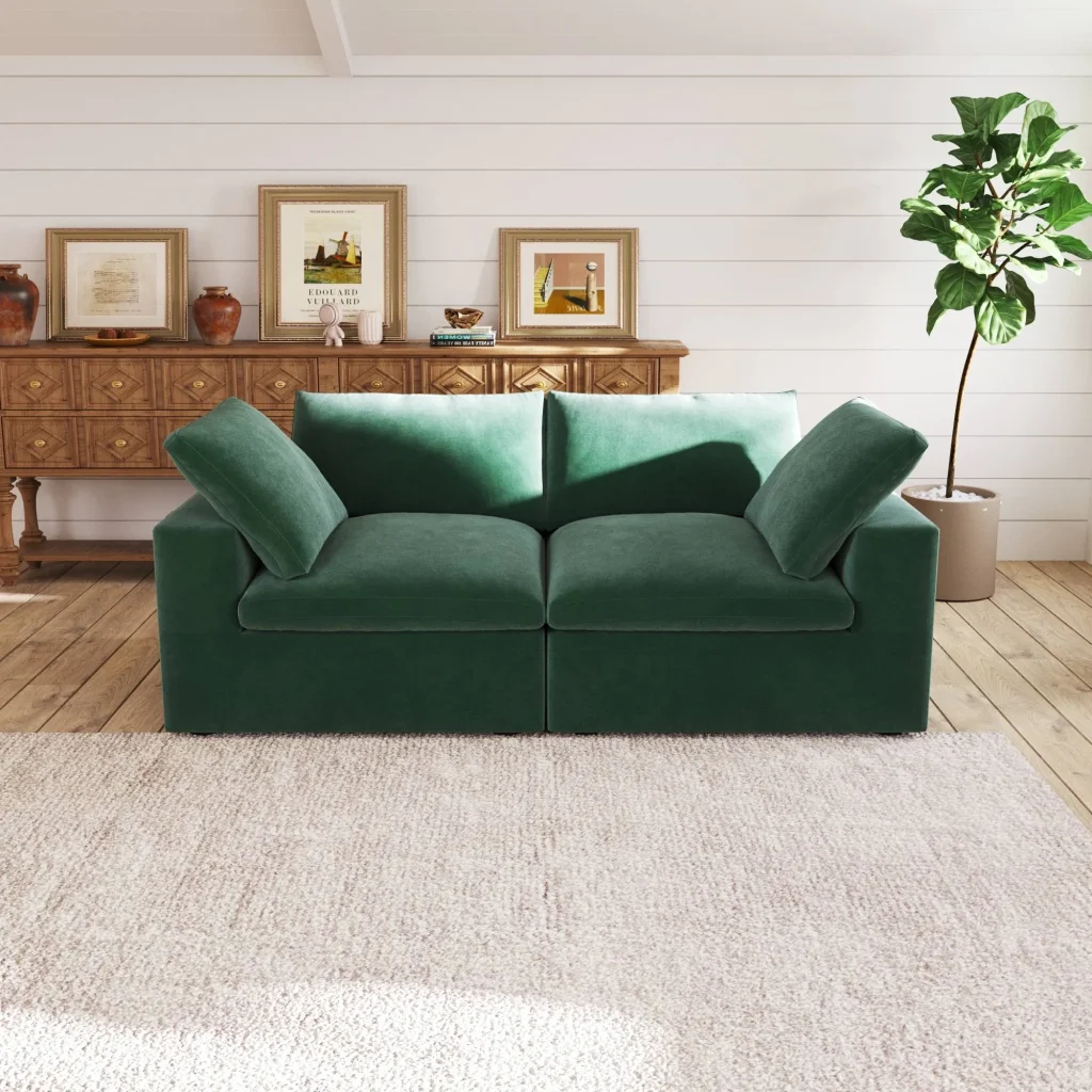 Sectional Couch Cloud Couch Green Loveseat 01 (1)