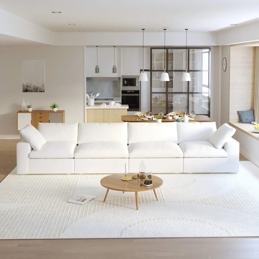 Sky Cloud Sectional Sofa Replaceable Cover 160 Inch Linen Sleepers 4 Seaters